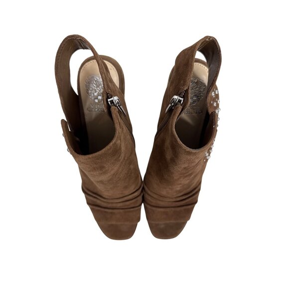 Vince Camuto Brown Studded Peep Toe Booties Women’s 10 - Picture 2 of 14